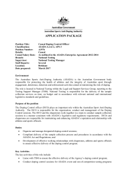 Casual Doping Control Officer application package