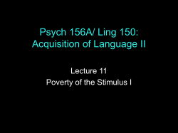 Psych 229: Language Acquisition