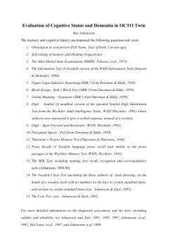 Evaluation of Cognitive Status and Dementia in in the OCTO Twin
