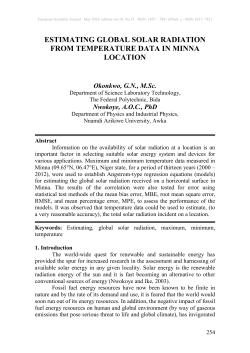 estimating global solar radiation from temperature data in minna