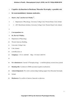 Cognitive dysfunction in Duchenne Muscular Dystrophy