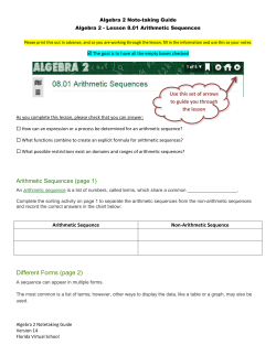 Algebra 2 - Lesson 8.01 Arithmetic Sequences