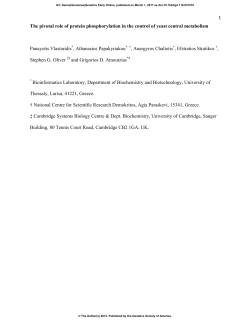 1 The pivotal role of protein phosphorylation in the control of yeast