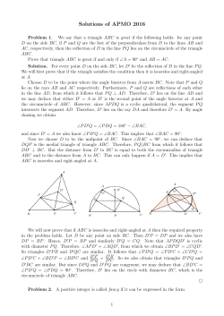 Solutions of APMO 2016