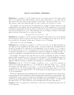 HALL`S MATCHING THEOREM Definition 1. A graph G = (V,E