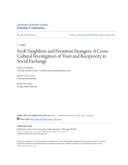 A Cross-Cultural Investigation of Trust and Reciprocity in Social