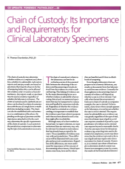 Chain of Custody: Its Importance and Requirements for Clinical