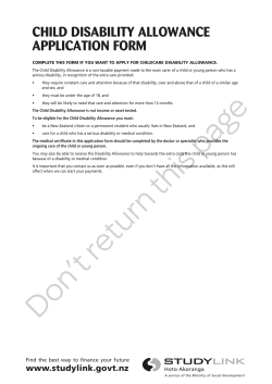 Child Disability Allowance application form