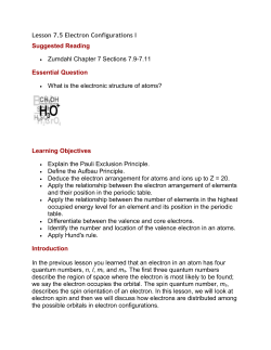Lesson 7.5 Electron Configuration