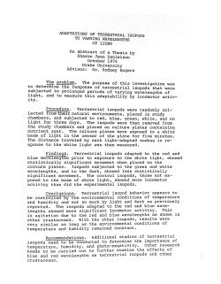 ADAPTATIONS OF TERRESTRIAL ISOPODS TO VARYING