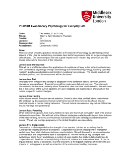 PSY2001 Evolutionary Psychology for Everyday Life