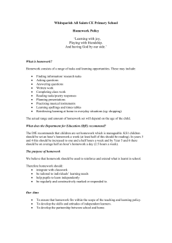 Homework Policy - Whiteparish All Saints CE Primary School