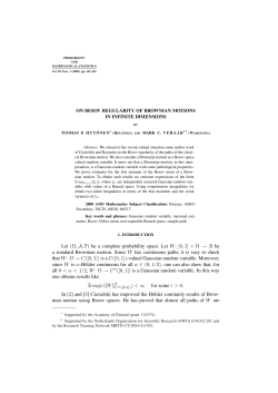 Let (&Omega; ,A,P) be a complete probability space. Let W: [0,1] &times; &Omega; &rarr; R be
