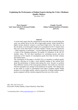 Paper &ldquo;Italian Export Quality during the crisis&rdquo;