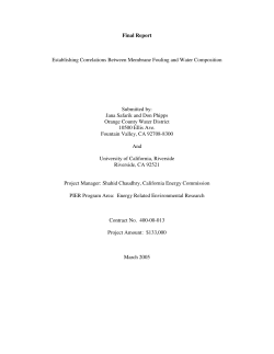Establishing Correlations Between Membrane Fouling and Water