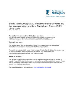 Marx, the labour theory of value and the transformation problem