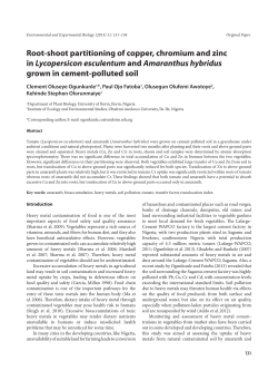 Root-shoot partitioning of copper, chromium and zinc in