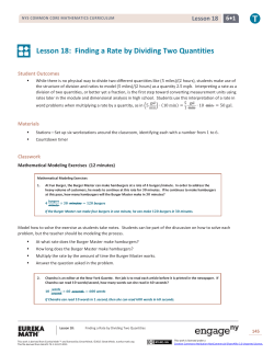 Grade 6 Mathematics Module 1, Topic C, Lesson 18