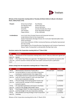 Corporation Minutes 3rd March 2016