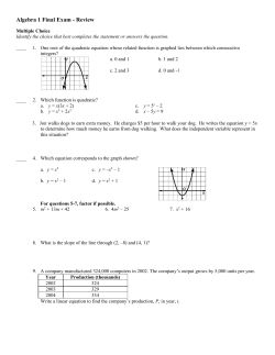 Algebra 1 Final Exam