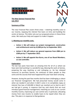 The New Sannox Financial Plan July 2013 Summary of Plan The