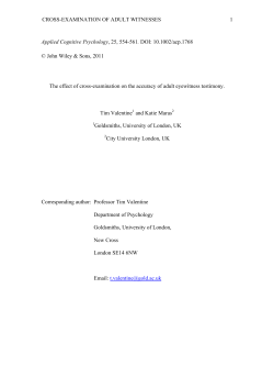 CROSS-EXAMINATION OF ADULT WITNESSES 1 Applied