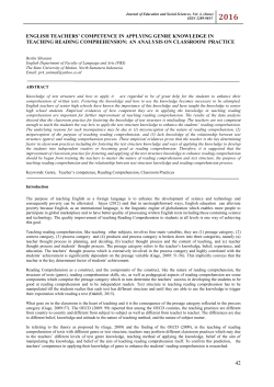english teachers` competence in applying genre knowledge in
