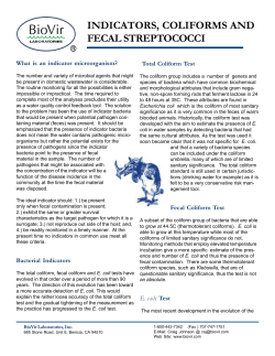 Indicators, Coliforms, and Fecal Streptococci