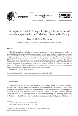 A cognitive model of binge drinking: The influence of alcohol