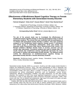 Effectiveness of Mindfulness Based Cognitive Therapy on Female