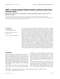 ASR1, a stress-induced tomato protein, protects yeast from osmotic