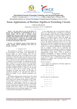 Some Applications of Boolean Algebra in Switching Circuits
