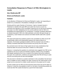 Consultation Response to Phase 2 of HS2, Birmingham to Leeds