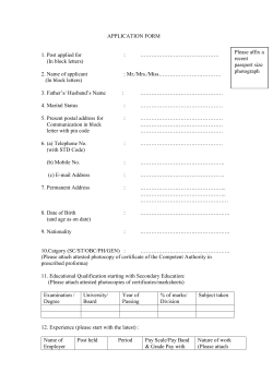 APPLICATION FORM 1. Post applied for