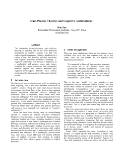 Dual-Process Theories and Cognitive Architectures &lowast;