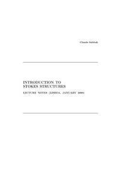 introduction to stokes structures - Centre de math&eacute;matiques Laurent