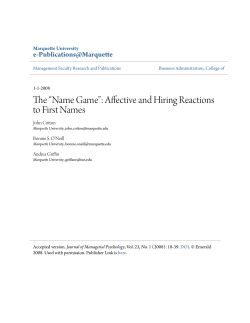 The &ldquo;Name Game&rdquo;: Affective and Hiring Reactions to First Names