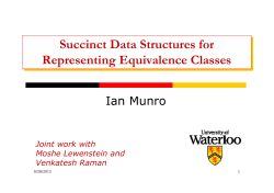 Succinct Data Structures for Representing Equivalence Classes