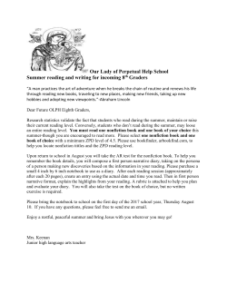 8th Grade Summer Reading List - Our Lady of Perpetual Help