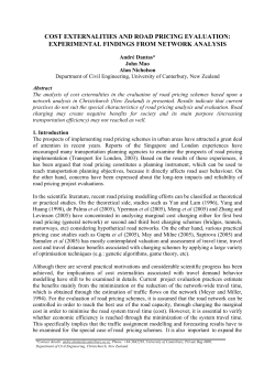 cost externalities and road pricing evaluation: experimental findings