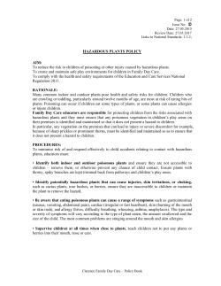 HAZARDOUS PLANTS POLICY AIM: To reduce the risk to children