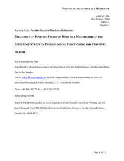 Frequency of Positive Affect States of Mind as a