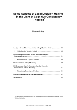 Some Aspects of Legal Decision Making in the Light of Cognitive