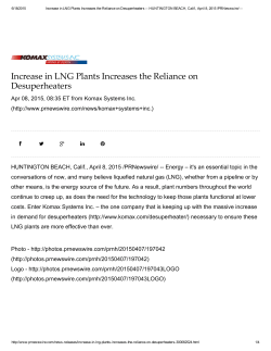 Increase in LNG Plants Increases the Reliance on Desuperheaters