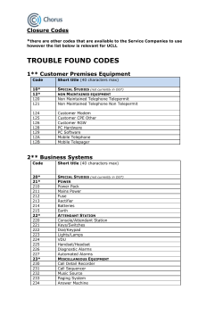 Closure Codes FINAL - Chorus service provider | Chorus Service