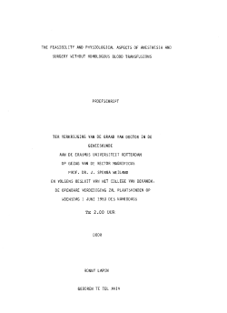 the feasibility and physiological aspects of anesthesia and surgery