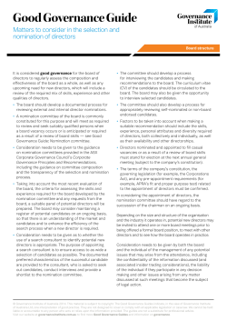 Good Governance Guide - Governance Institute of Australia