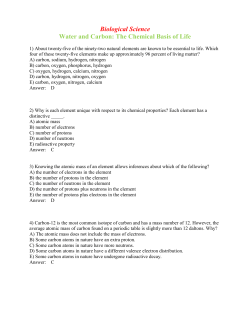 Biological Science Water and Carbon: The Chemical Basis of Life