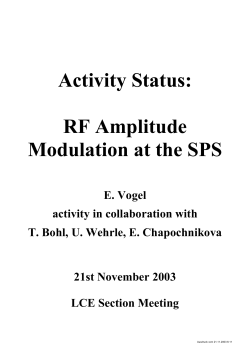 Activity Status: RF Amplitude Modulation at the SPS