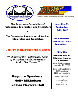 JOINT CONFERENCE 2015 Keynote Speakers: Holly Mikkelson